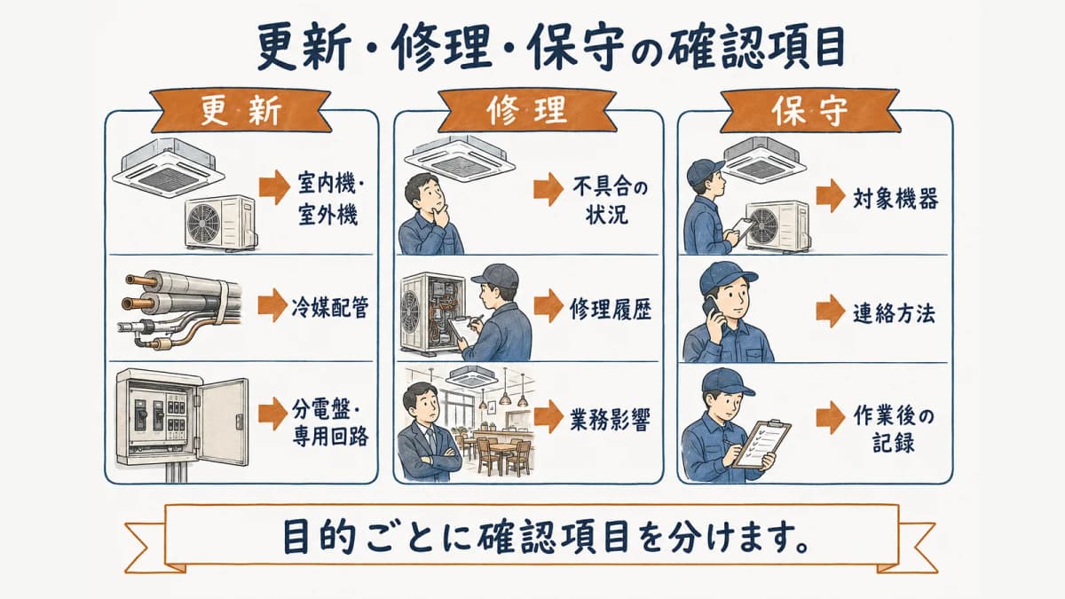 更新・修理・保守の確認項目