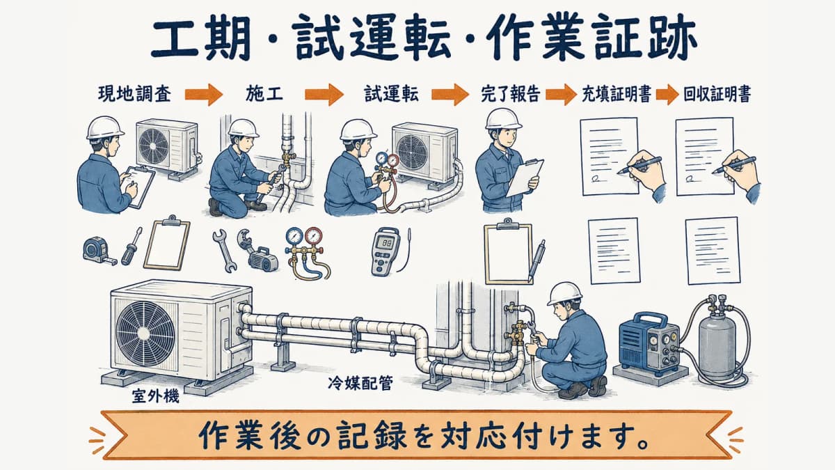 工期と作業証跡の確認