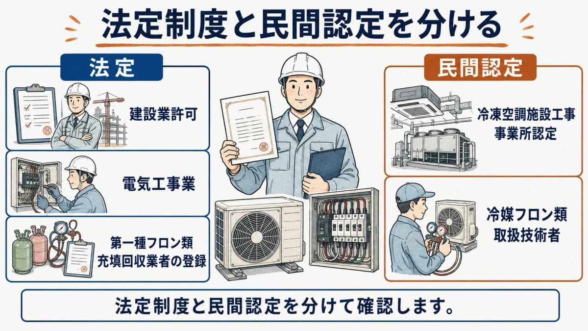 法定制度と民間認定の区別