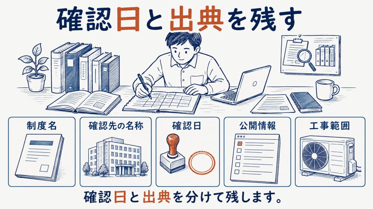 確認日と出典を残す記録例