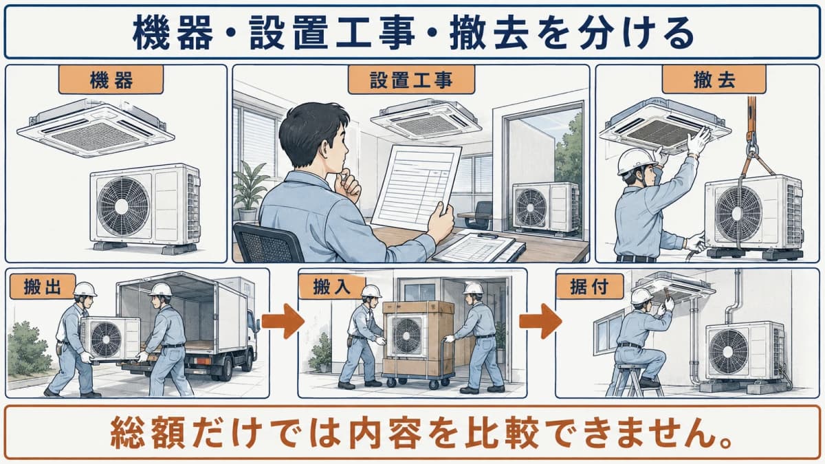 機器と撤去の見積対応図