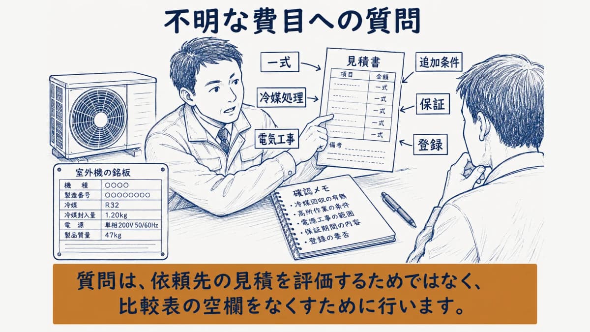 見積質問と確認先の図