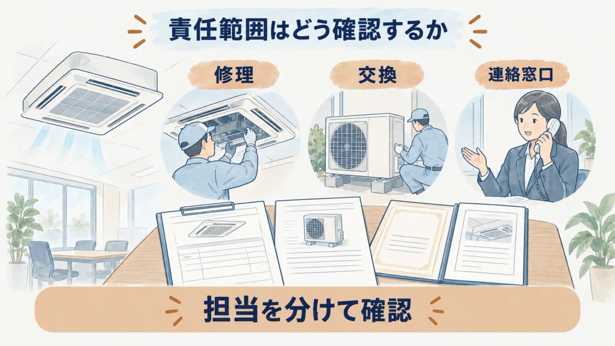 修理交換消耗品の責任範囲を分ける確認カードの図