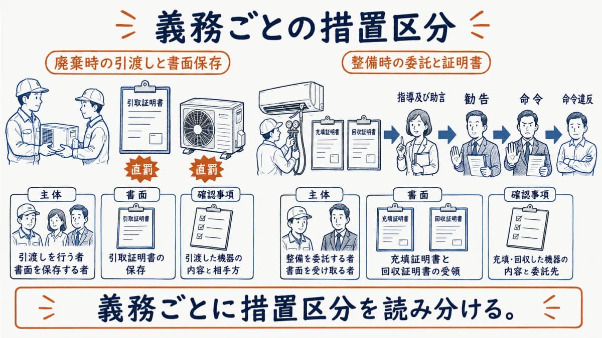 義務ごとの措置区分