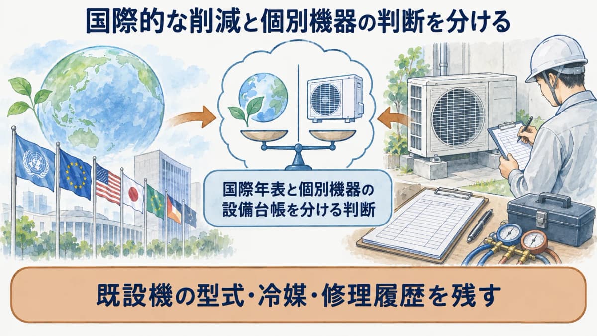 国際年表と個別機器の設備台帳を分ける判断図