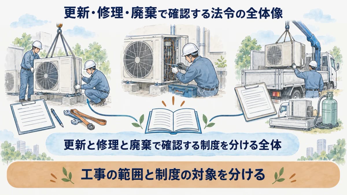 更新と修理と廃棄で確認する制度を分ける全体図