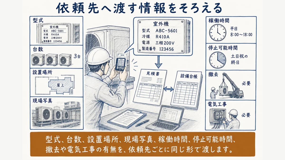 依頼前にそろえる設備情報