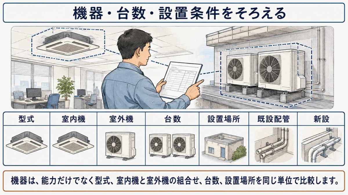 機器と設置条件の比較図