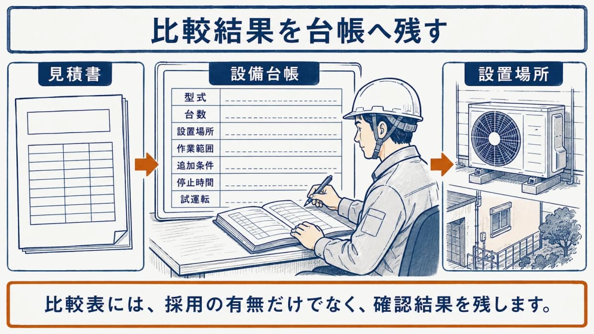 比較結果を設備台帳へ残す図