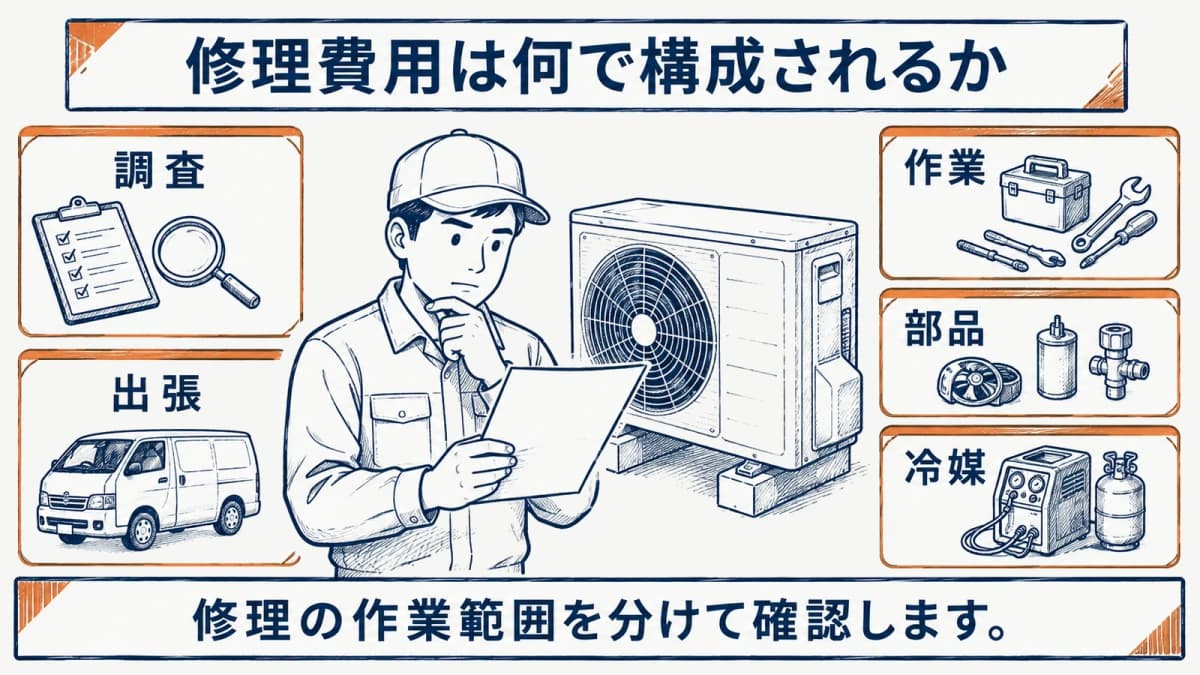 修理費目を分ける確認図