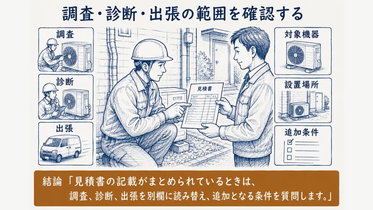 調査と部品作業の確認図