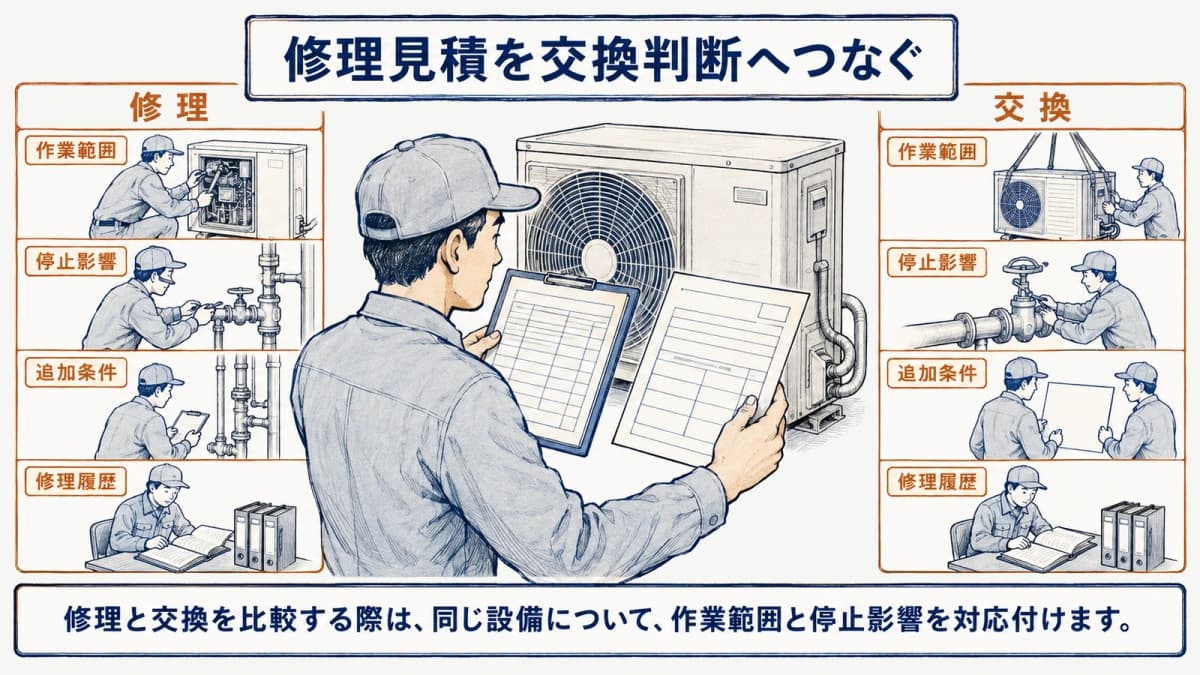 修理履歴と交換判断の図