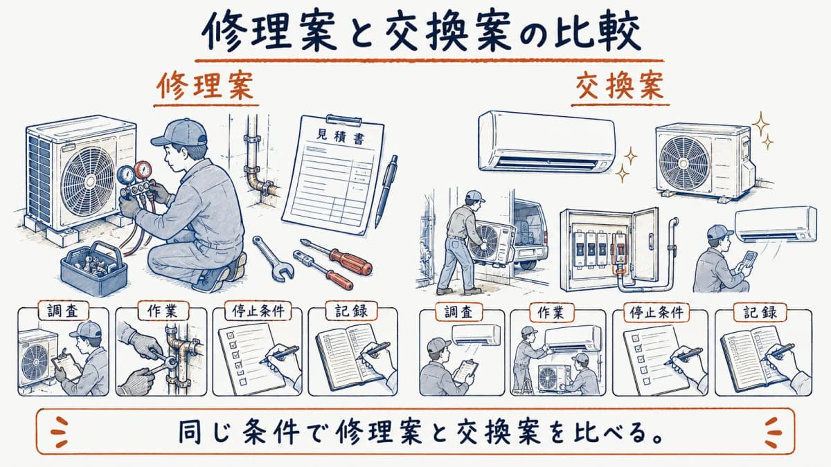 修理と交換の比較表