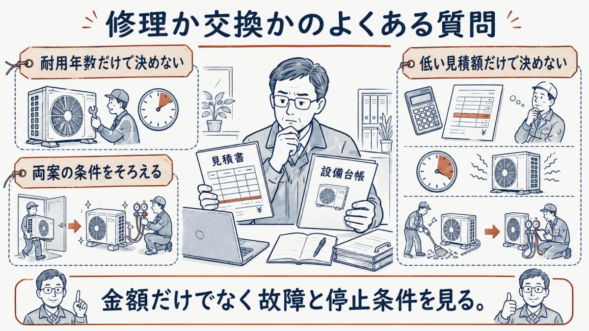 修理か交換かの確認質問