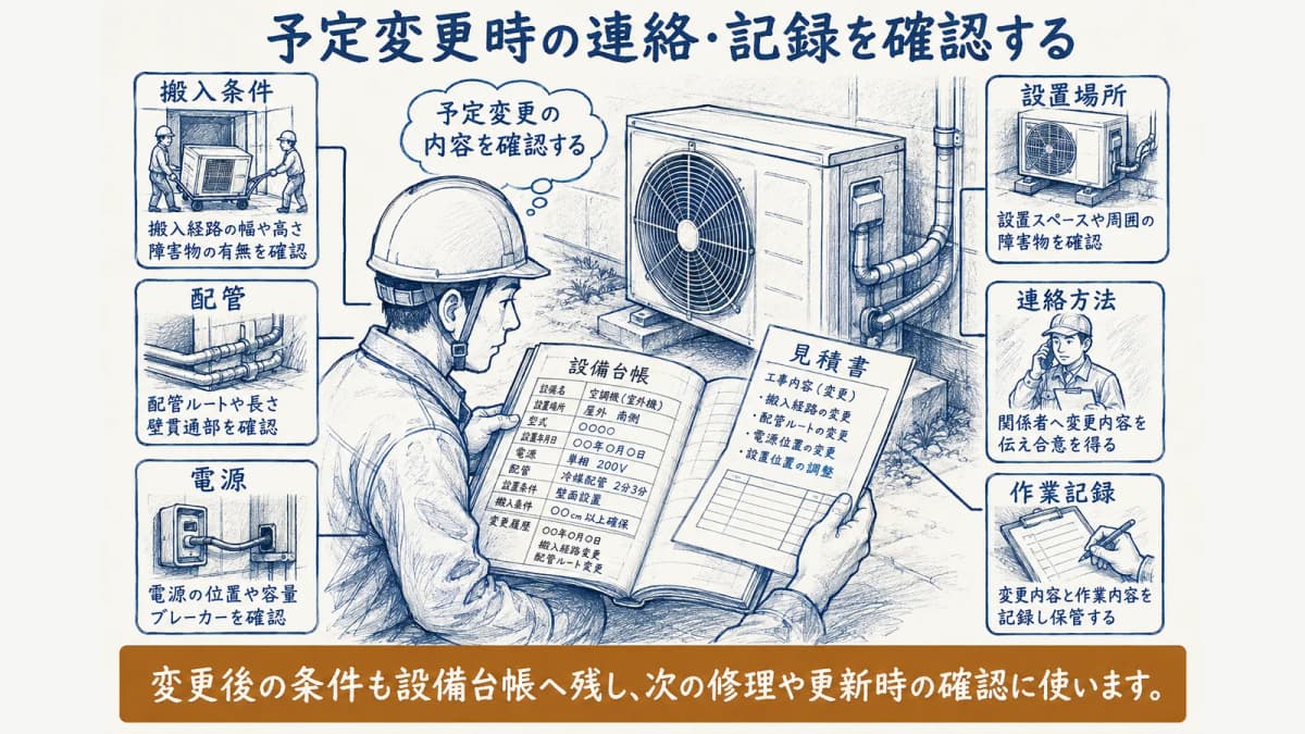 予定変更時の連絡と記録図