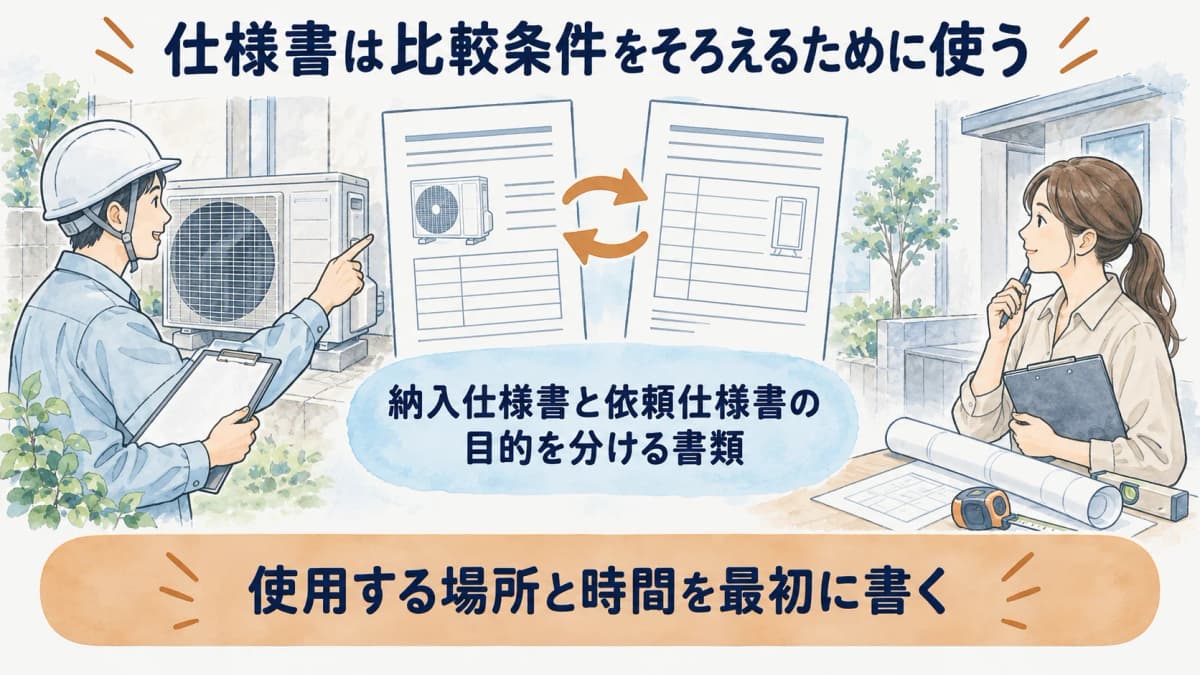 納入仕様書と依頼仕様書の目的を分ける書類の図