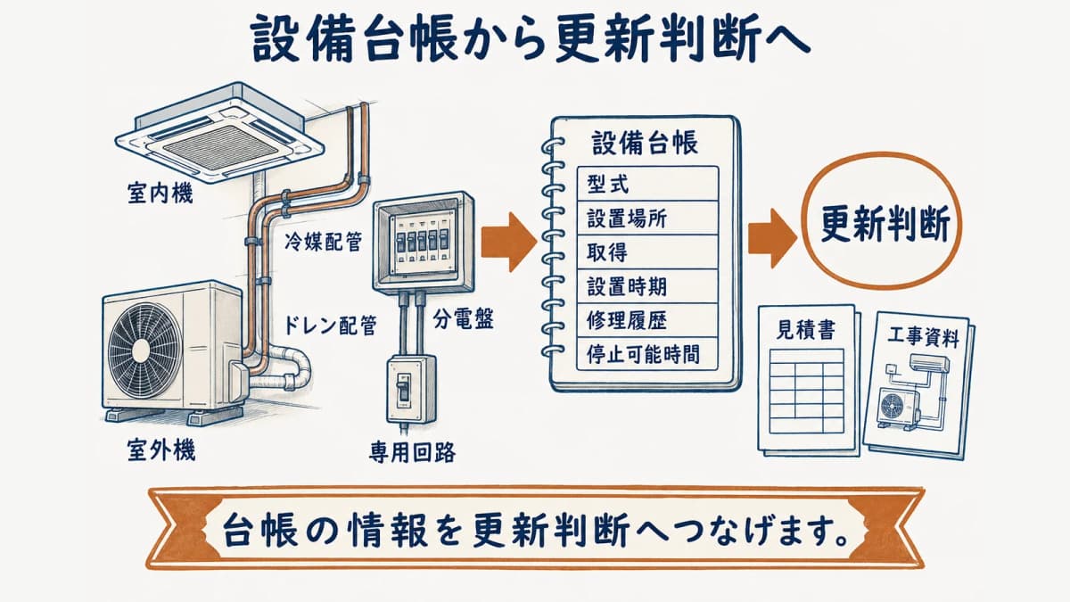 設備台帳から更新判断へつなぐ項目