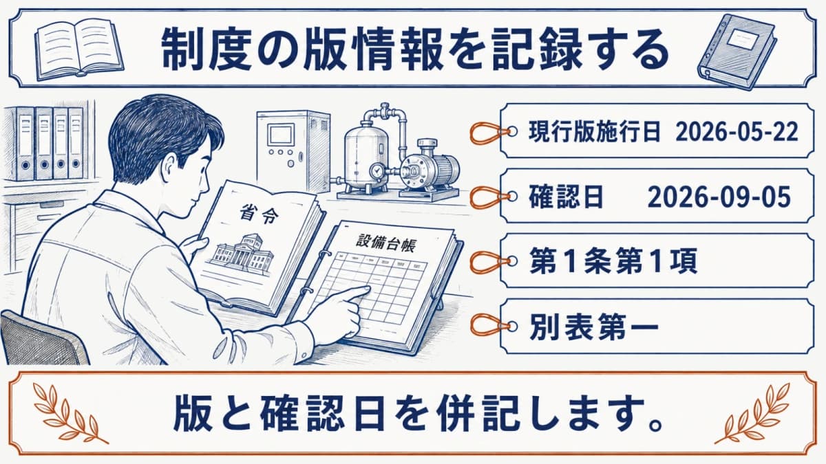 制度の版情報を記録する項目