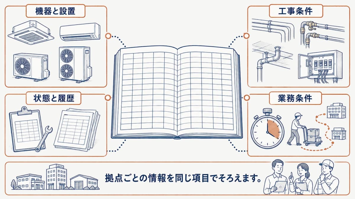 多拠点の設備台帳にそろえる項目
