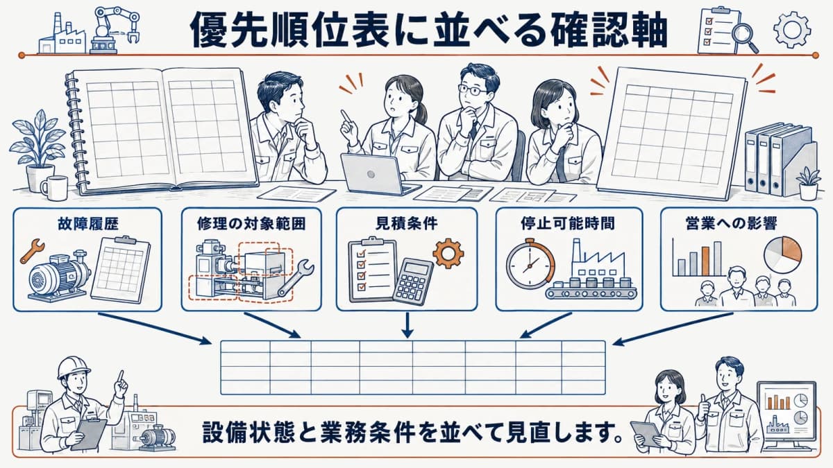 優先順位表に並べる確認軸